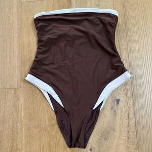 Abercrombie & Fitch marina Brown and White One-Piece Swimsuit